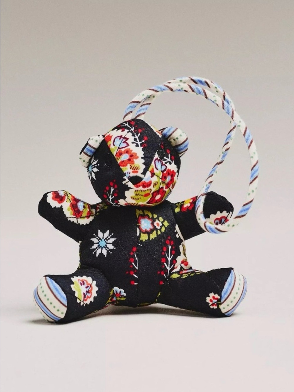 NWT Anthropologie x Vera Bradley Bitty Bear-Shaped Plush Bag Charm in Black O/S